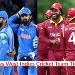 India National Cricket Team vs West Indies Cricket Team Timeline