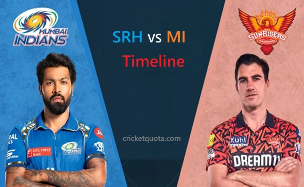 Sunrisers Hyderabad vs Mumbai Indians Timeline
